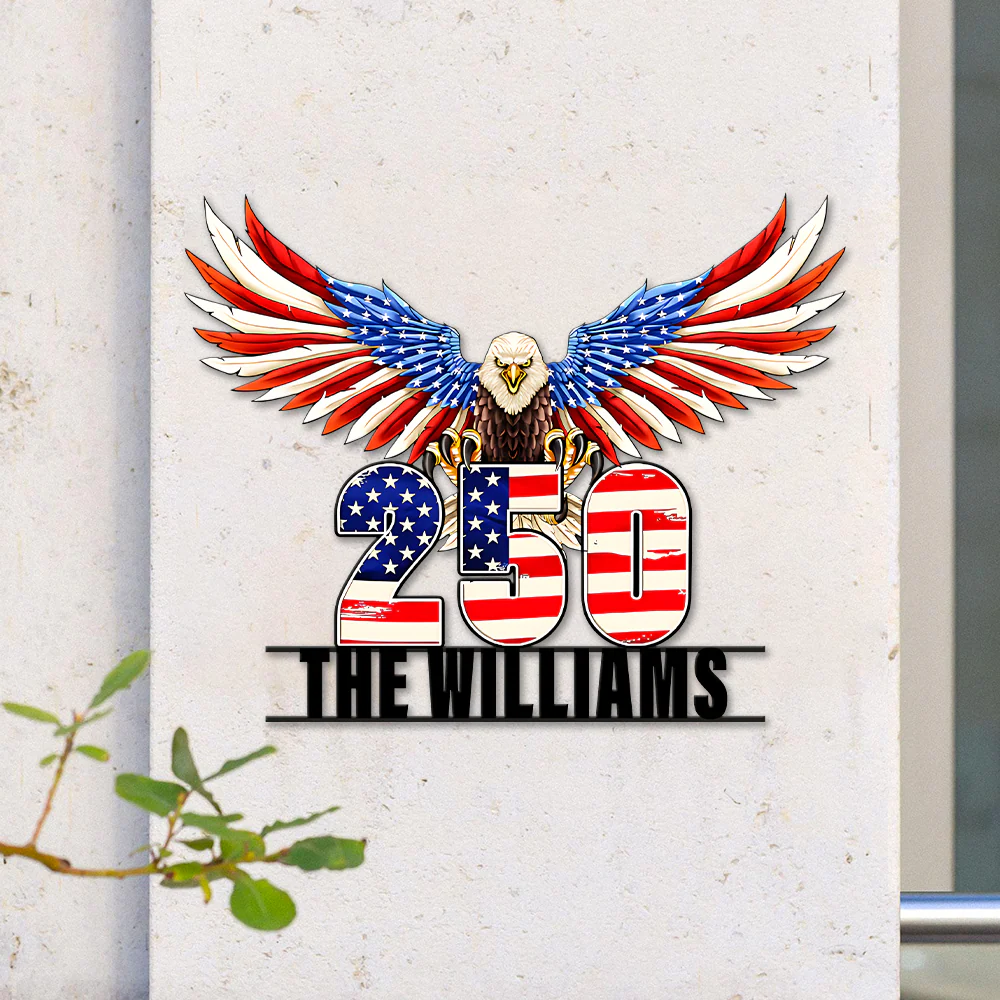Custom Family Name 250th Anniversary Patriotic Eagle Monogram Metal Sign HA75 920514 - Image 5