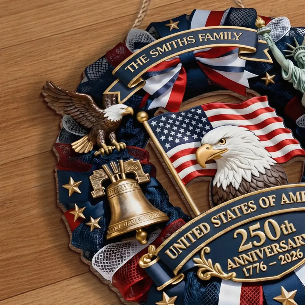 Custom Family Name America 250th Anniversary 1776-2026 Patriotic Semiquincentennial Doorsign HA75 920746 - Image 2