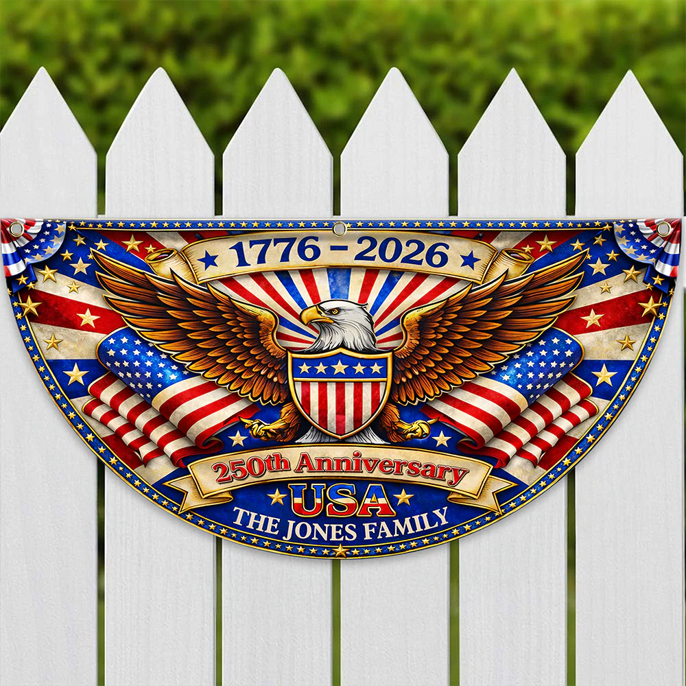 Custom Family Name America 250th Anniversary Non-Pleated Fan Flag HA75 921072 - Image 5