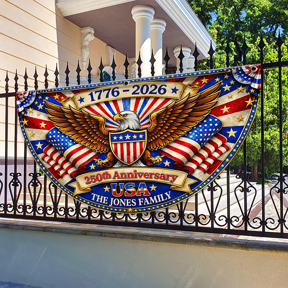 Custom Family Name America 250th Anniversary Non-Pleated Fan Flag HA75 921072 - Image 6