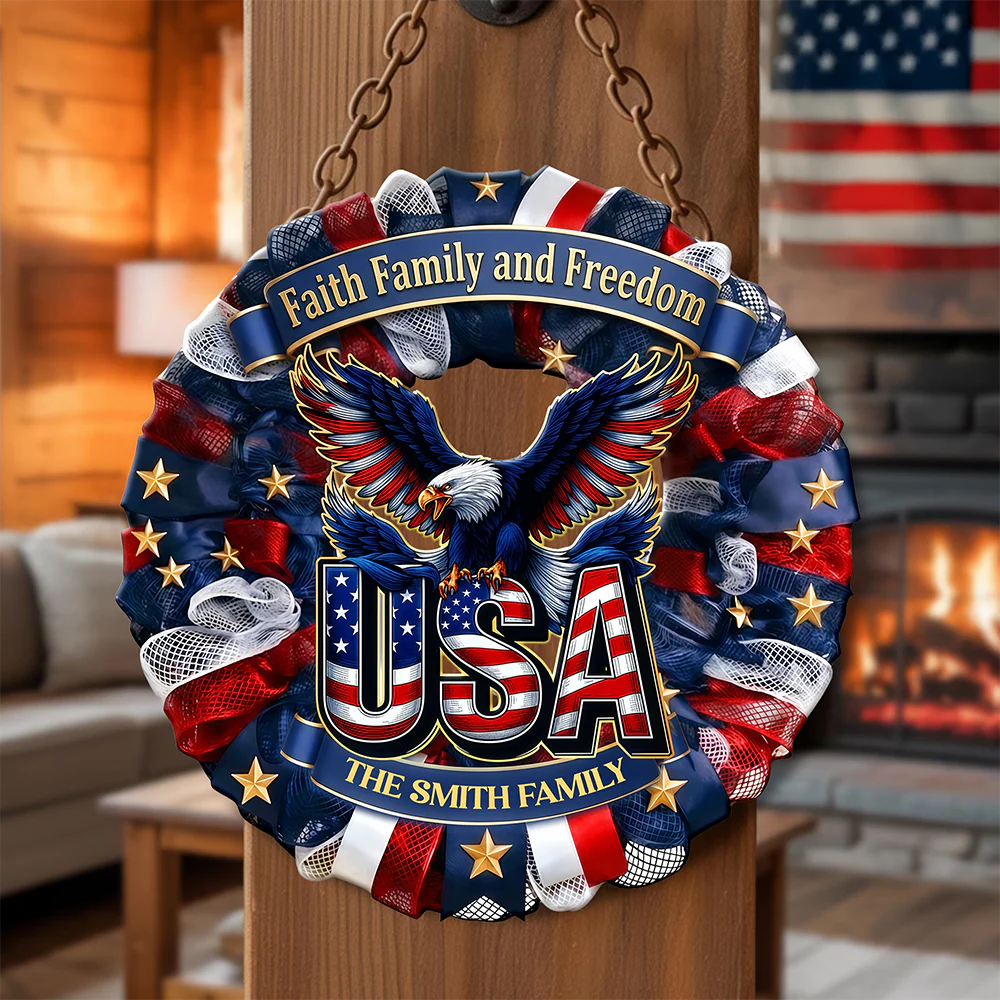 Custom Family Name Faith, Family & Freedom 250 Years America Door Sign HA75 920760 - Image 2