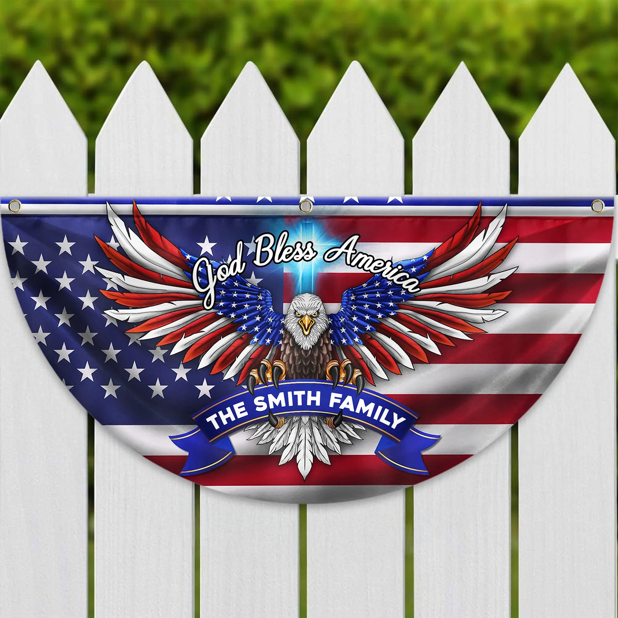 Custom Family Name Faith, Family & Freedom America Non-Pleated Fan Flag HA75 898786 - Image 5