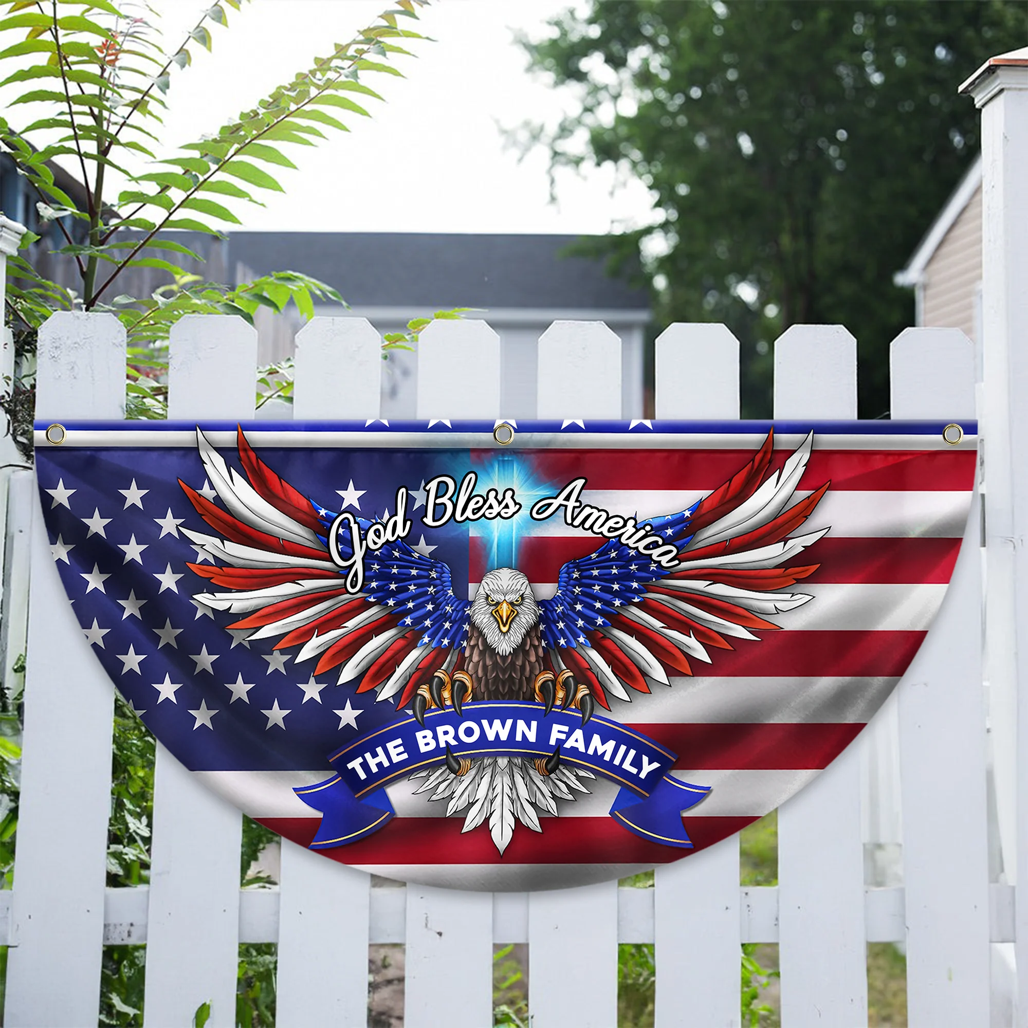 Custom Family Name Faith, Family & Freedom America Non-Pleated Fan Flag HA75 898786 - Image 7