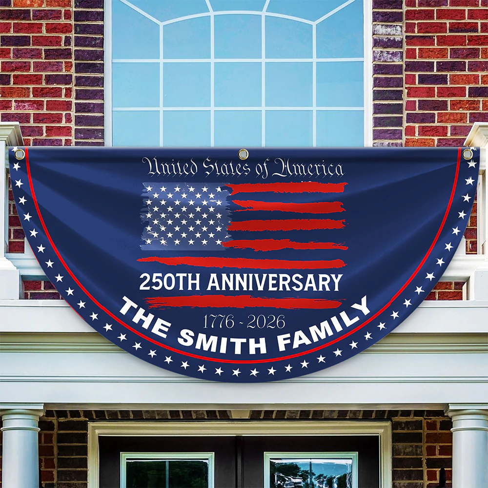 Custom Family Name USA 250th Anniversary Non-Pleated Fan Flag HA75 920290 - Image 5