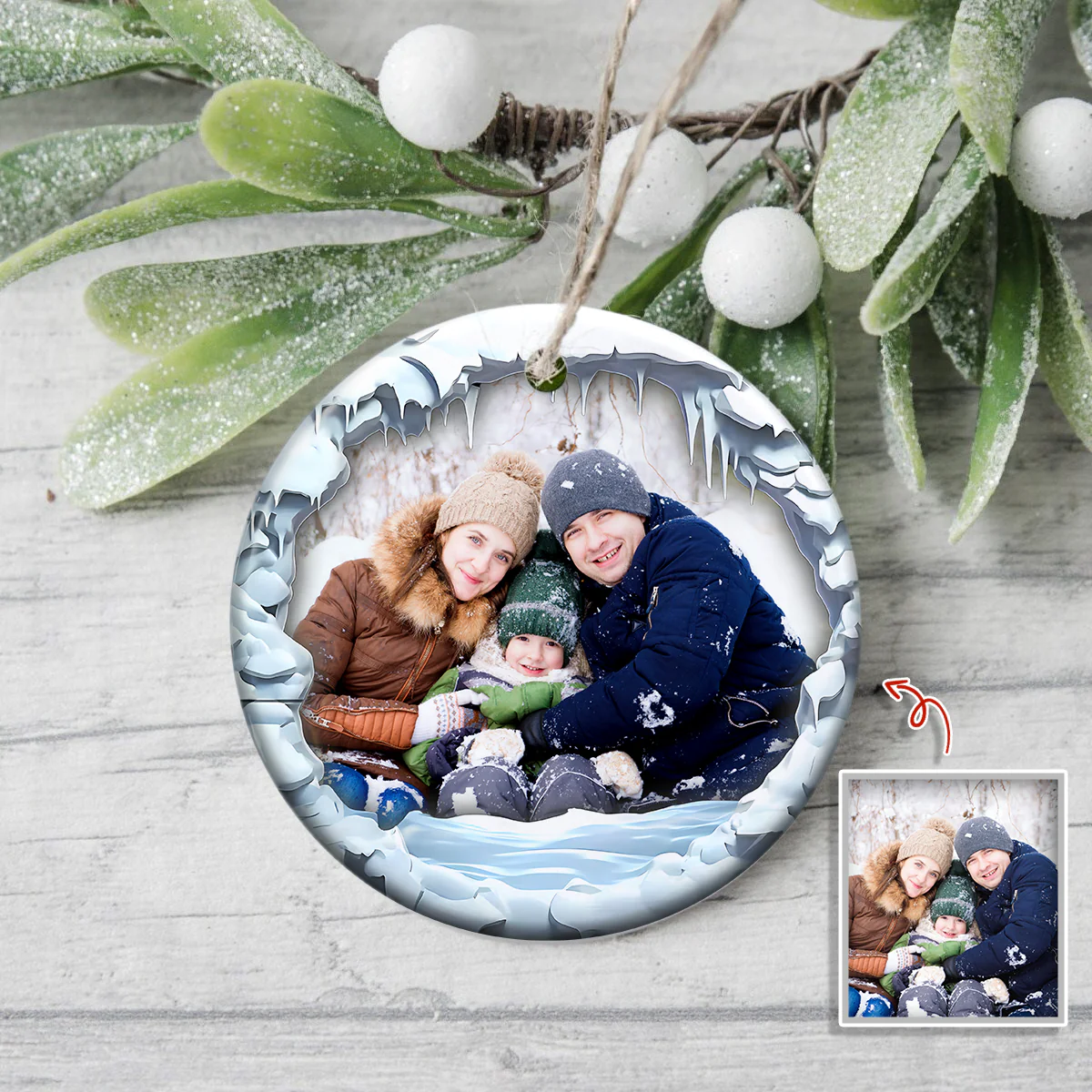 Custom Family Photo Christmas Ceramic Ornament HA75 897548 - Image 4