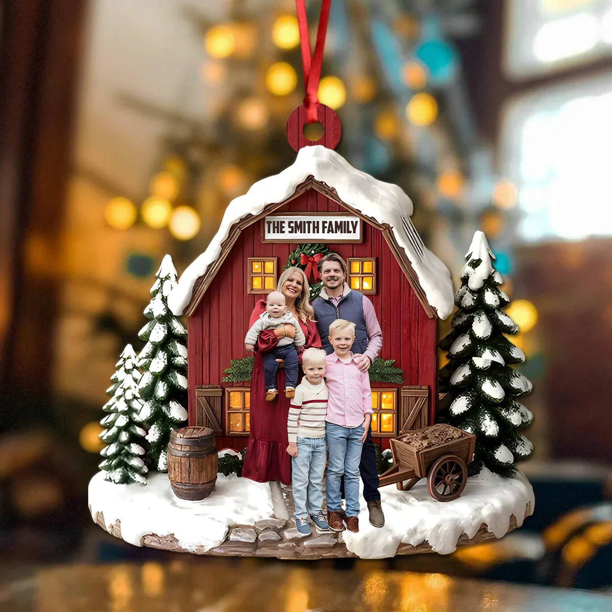 Custom Family Photo Christmas Personalized Wood Ornament HA75 897556 - Image 2