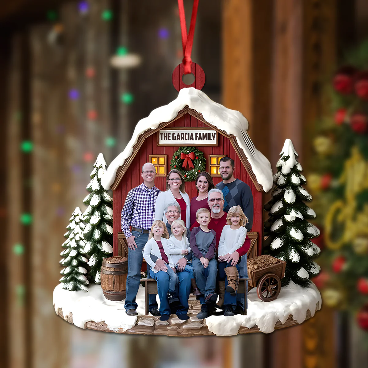 Custom Family Photo Christmas Personalized Wood Ornament HA75 897556 - Image 3