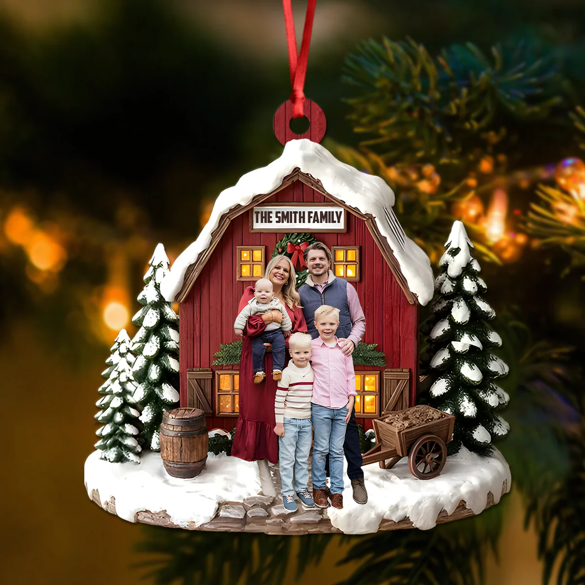 Custom Family Photo Christmas Personalized Wood Ornament HA75 897556 - Image 4