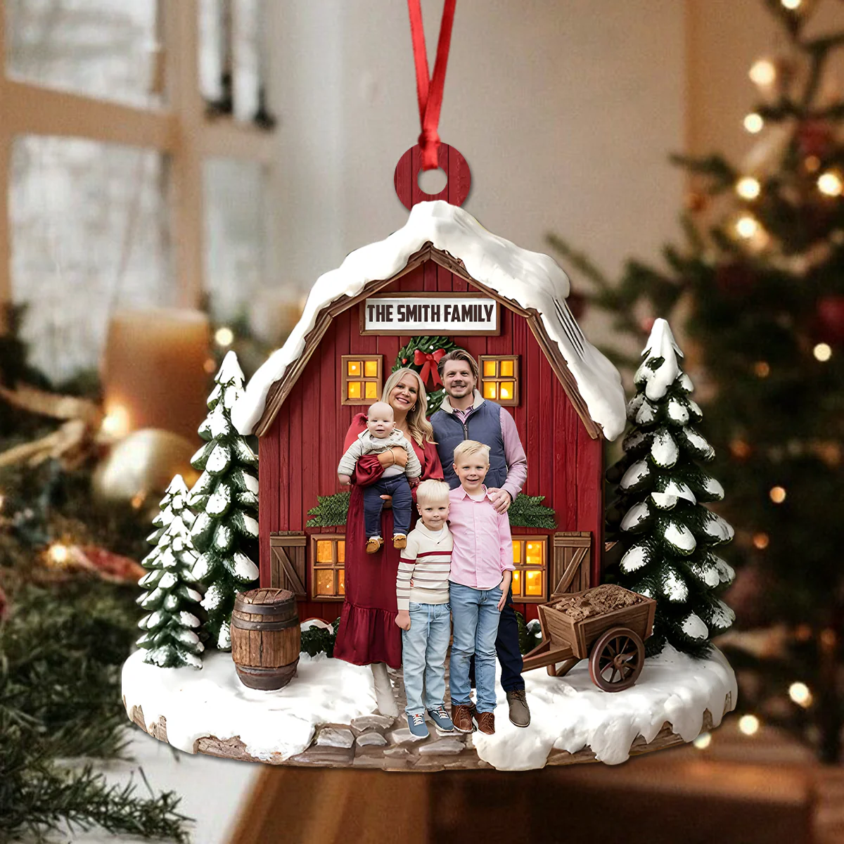 Custom Family Photo Christmas Personalized Wood Ornament HA75 897556 - Image 5