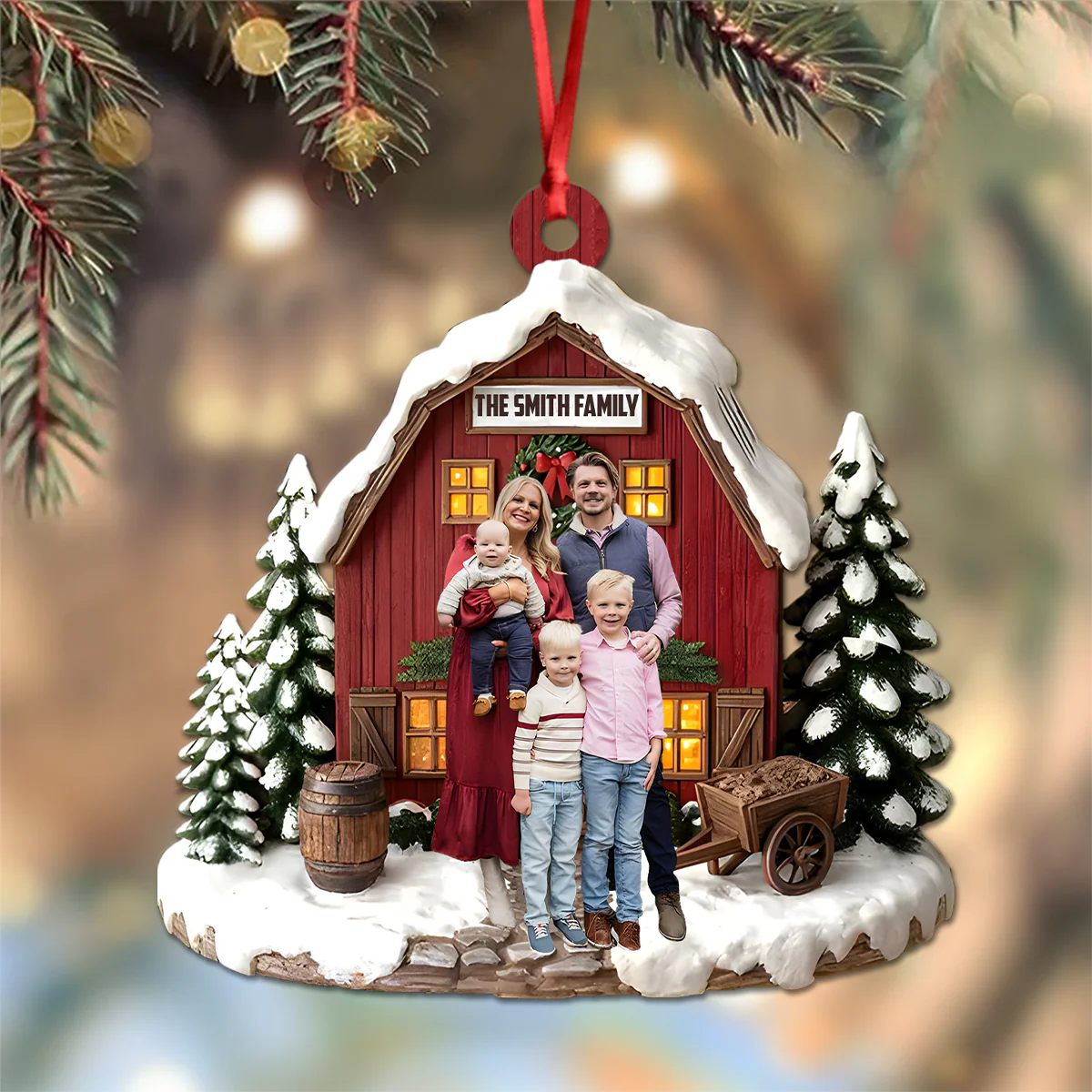 Custom Family Photo Christmas Personalized Wood Ornament HA75 897556 - Image 6