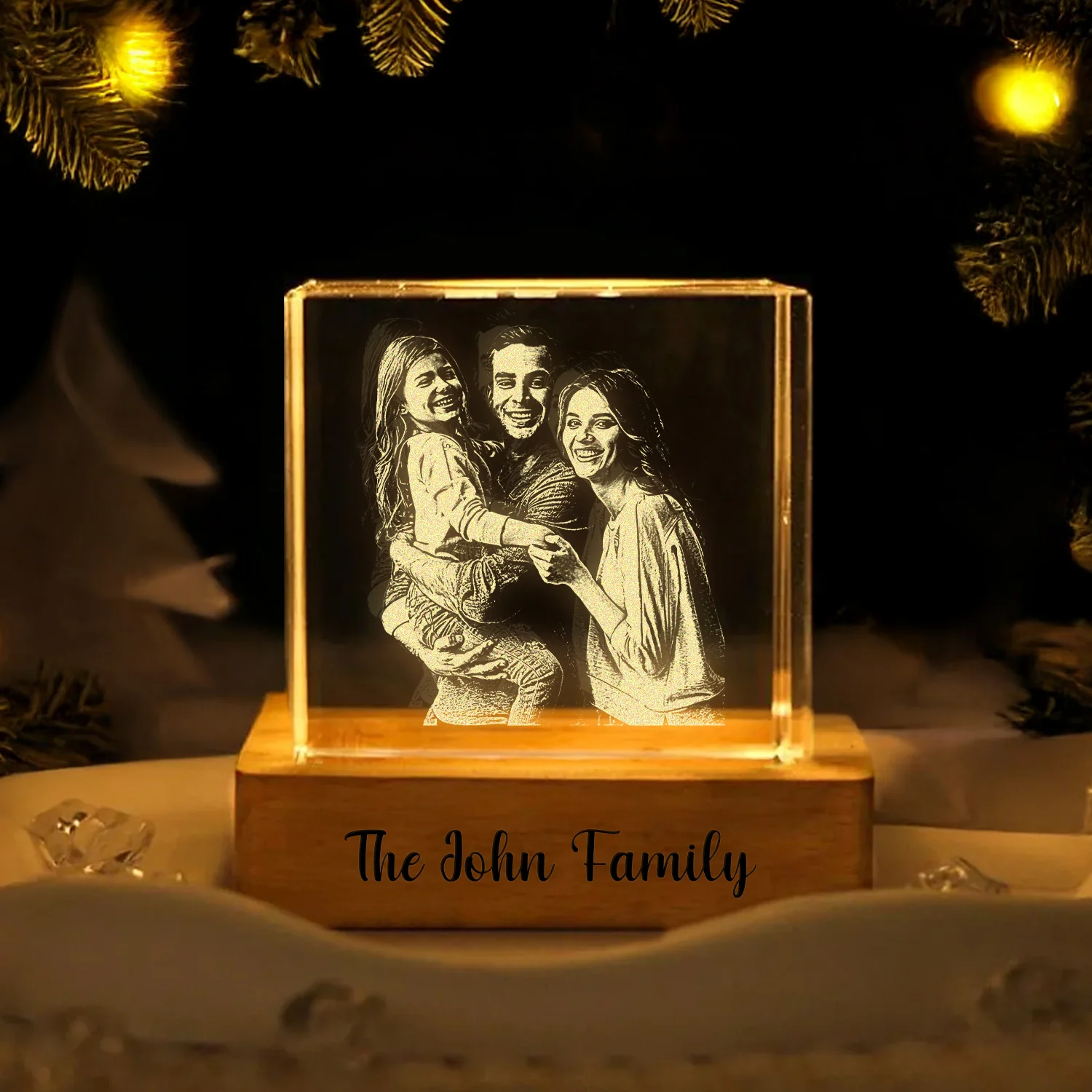 Custom Family Photo Engraved Crystal Photo With Light HA75 898206 - Image 10