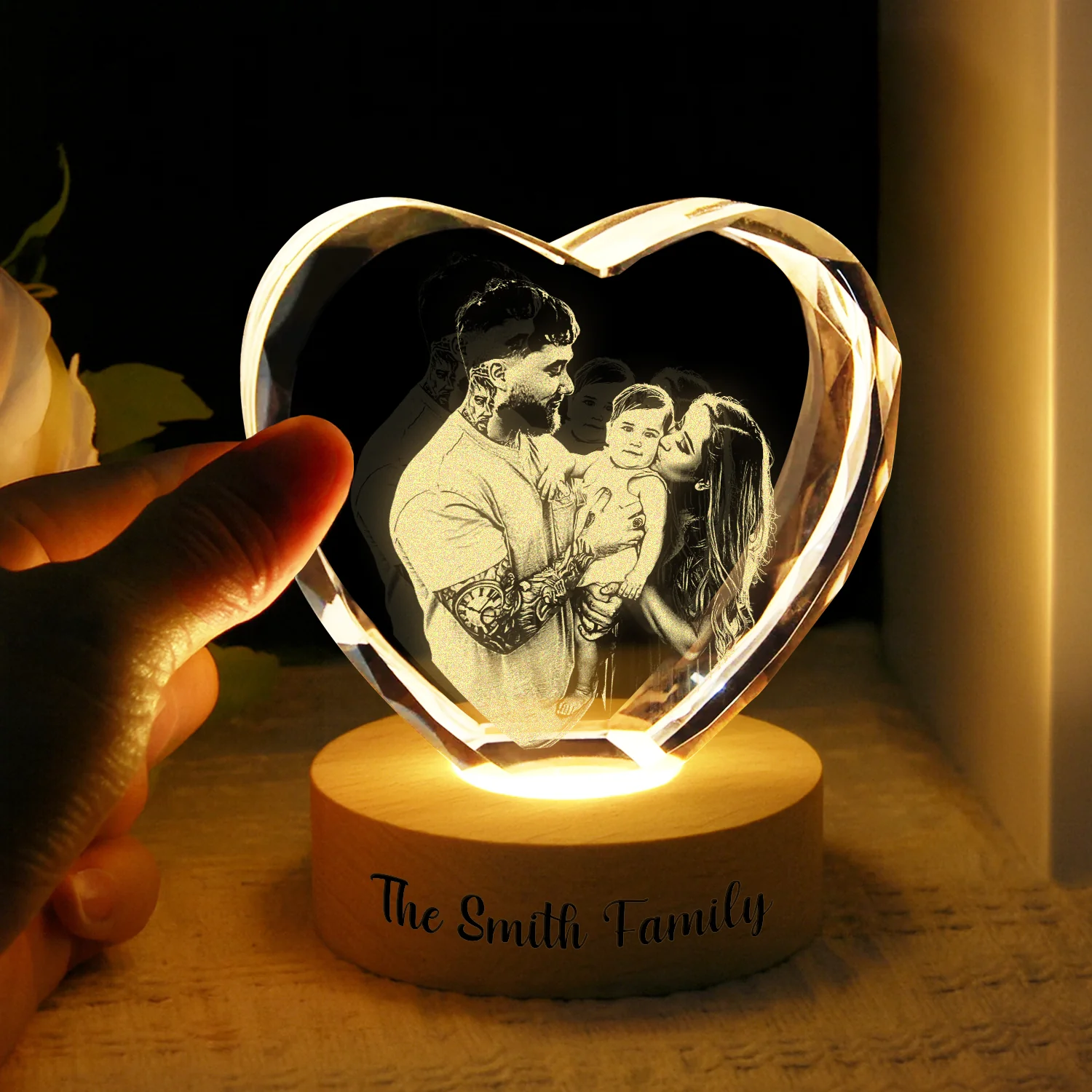 Custom Family Photo Engraved Crystal Photo With Light HA75 898206 - Image 11