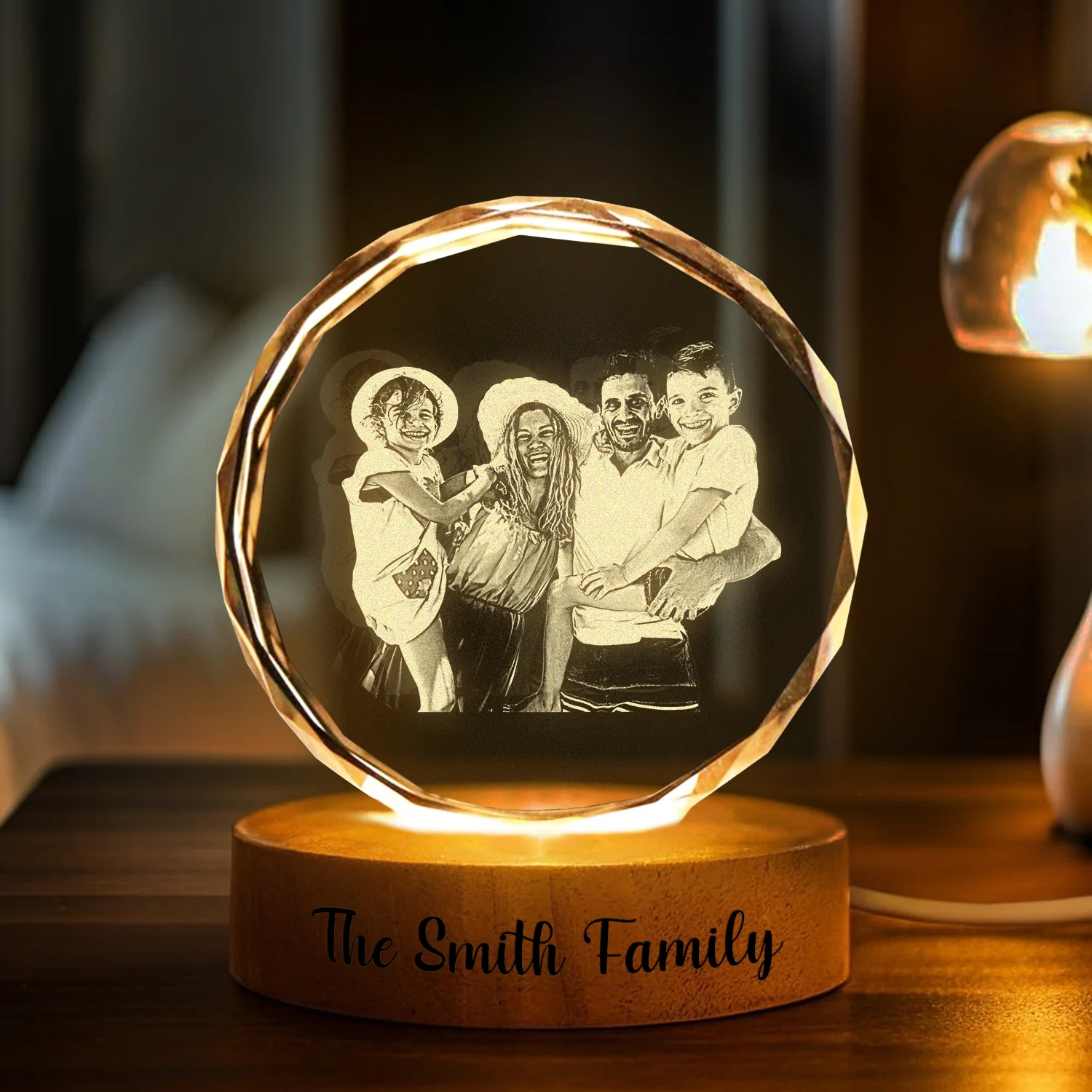 Custom Family Photo Engraved Crystal Photo With Light HA75 898206 - Image 2