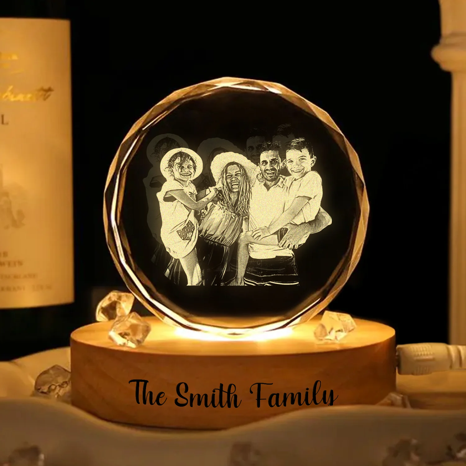 Custom Family Photo Engraved Crystal Photo With Light HA75 898206 - Image 4