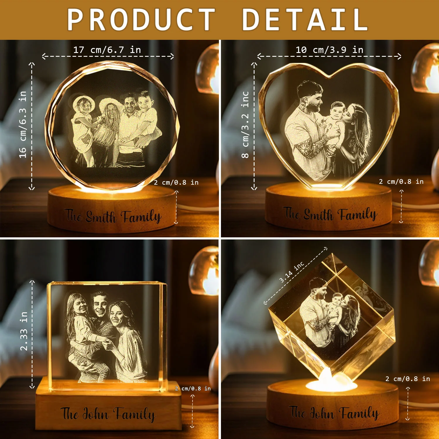 Custom Family Photo Engraved Crystal Photo With Light HA75 898206 - Image 6