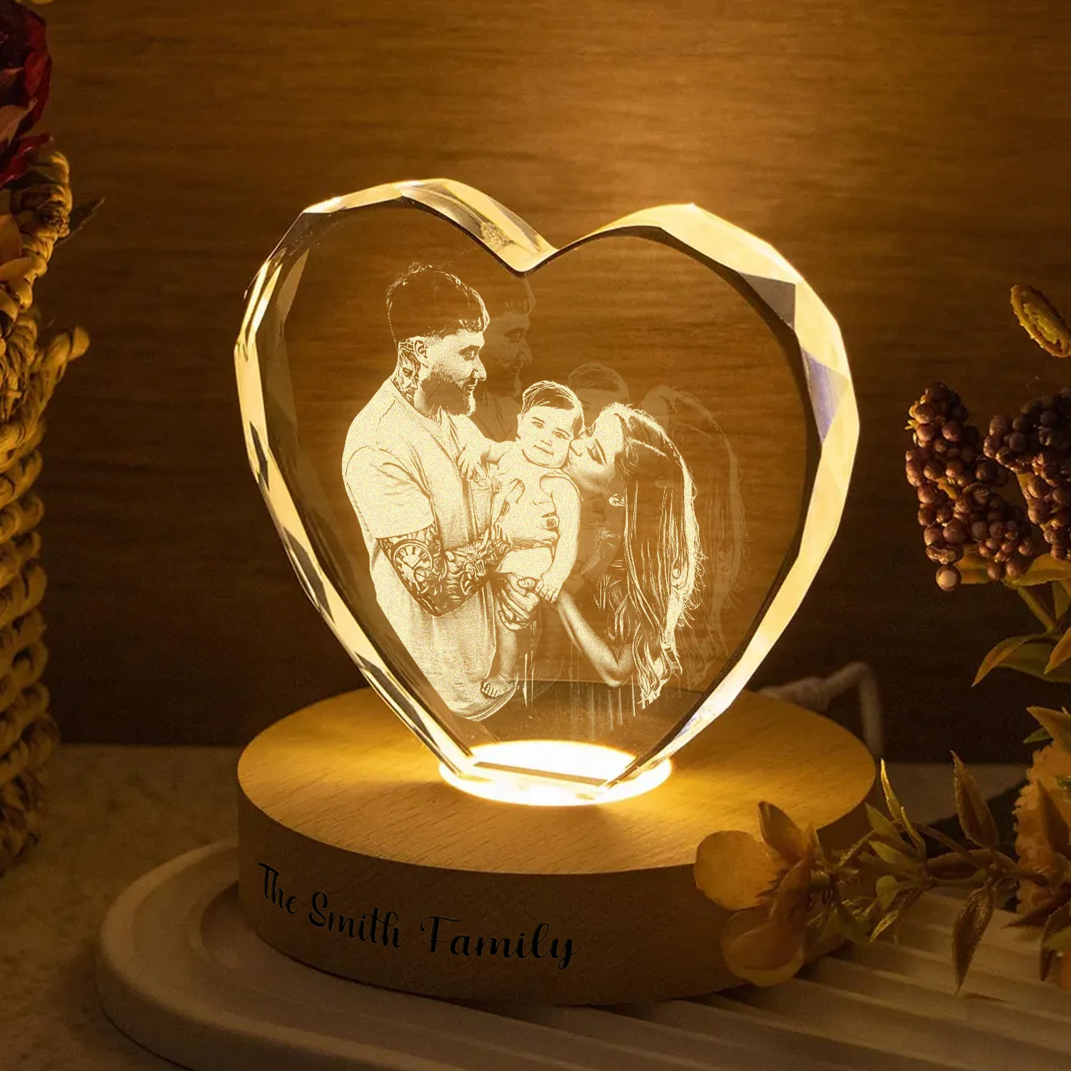 Custom Family Photo Engraved Crystal Photo With Light HA75 898206 - Image 8