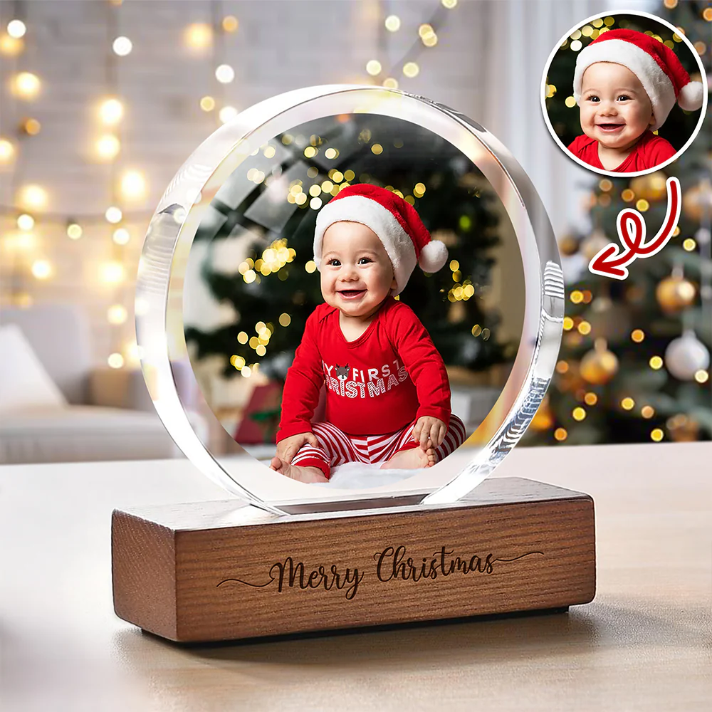 Custom Family Photo Round Acrylic Frame Block Christmas Gift HA75 892940 - Image 2