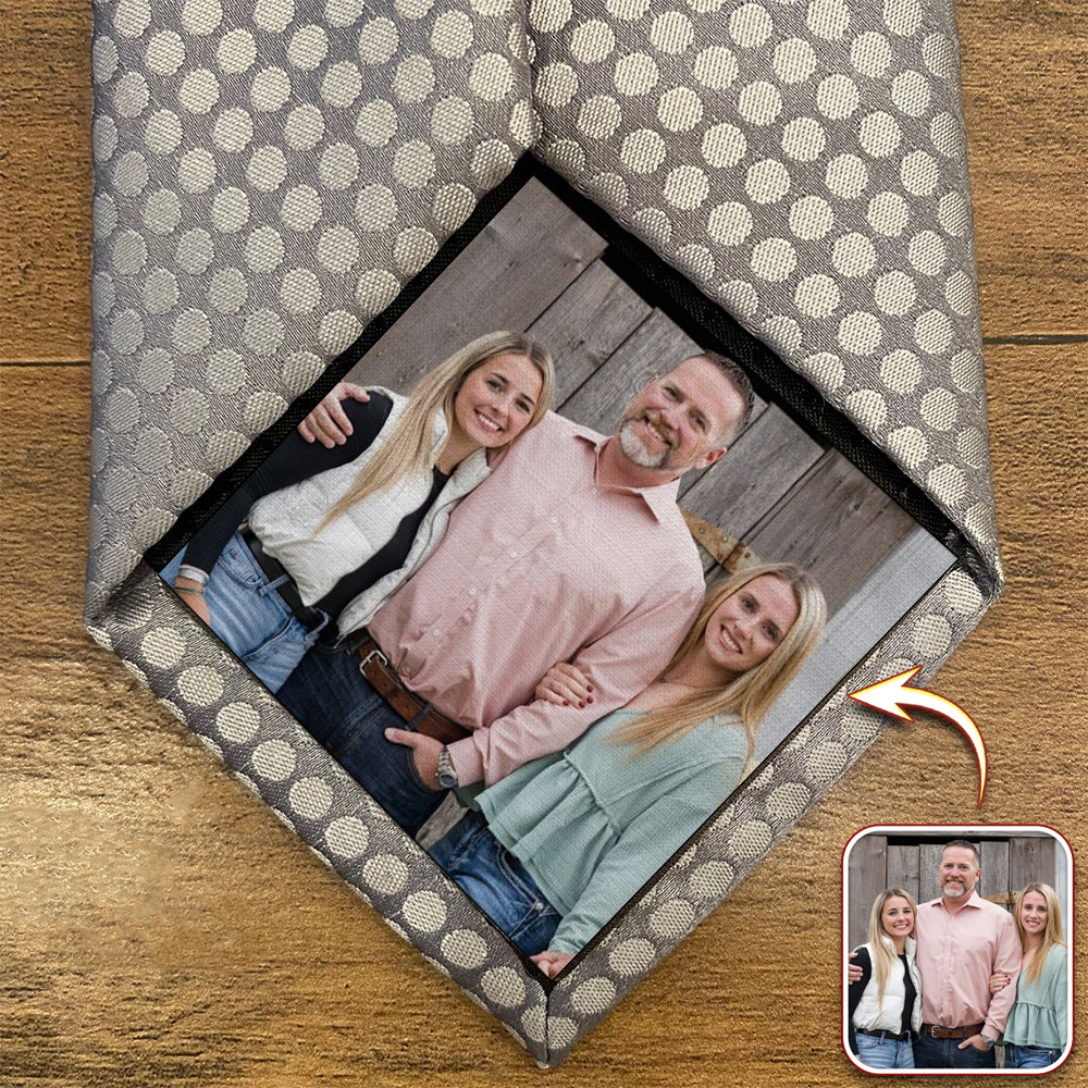 Custom Dad & Daughter, Family Photo Tie Patch For Men Gift For Father, Dad, Grandpa HA75 897892 - Image 4