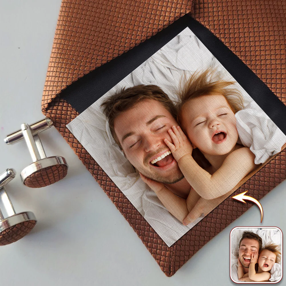 Custom Dad & Daughter, Family Photo Tie Patch For Men Gift For Father, Dad, Grandpa HA75 897892 - Image 6