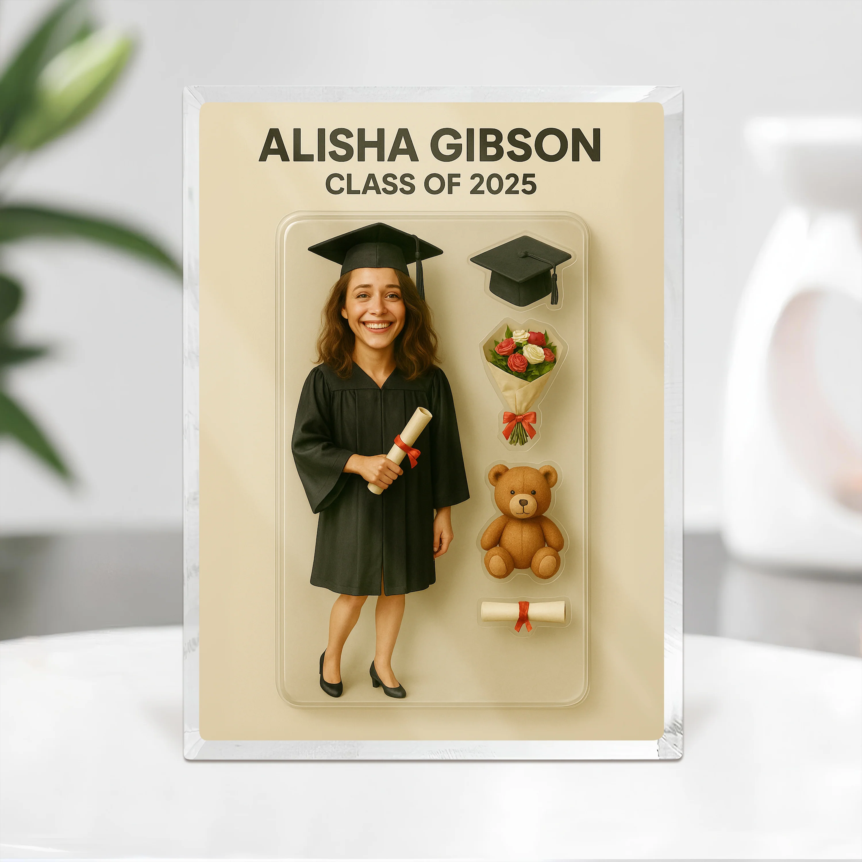Custom Figure Acrylic Block Plaque, Unique Keepsake, Graduation Gift Female Version HA75 892334 - Image 2