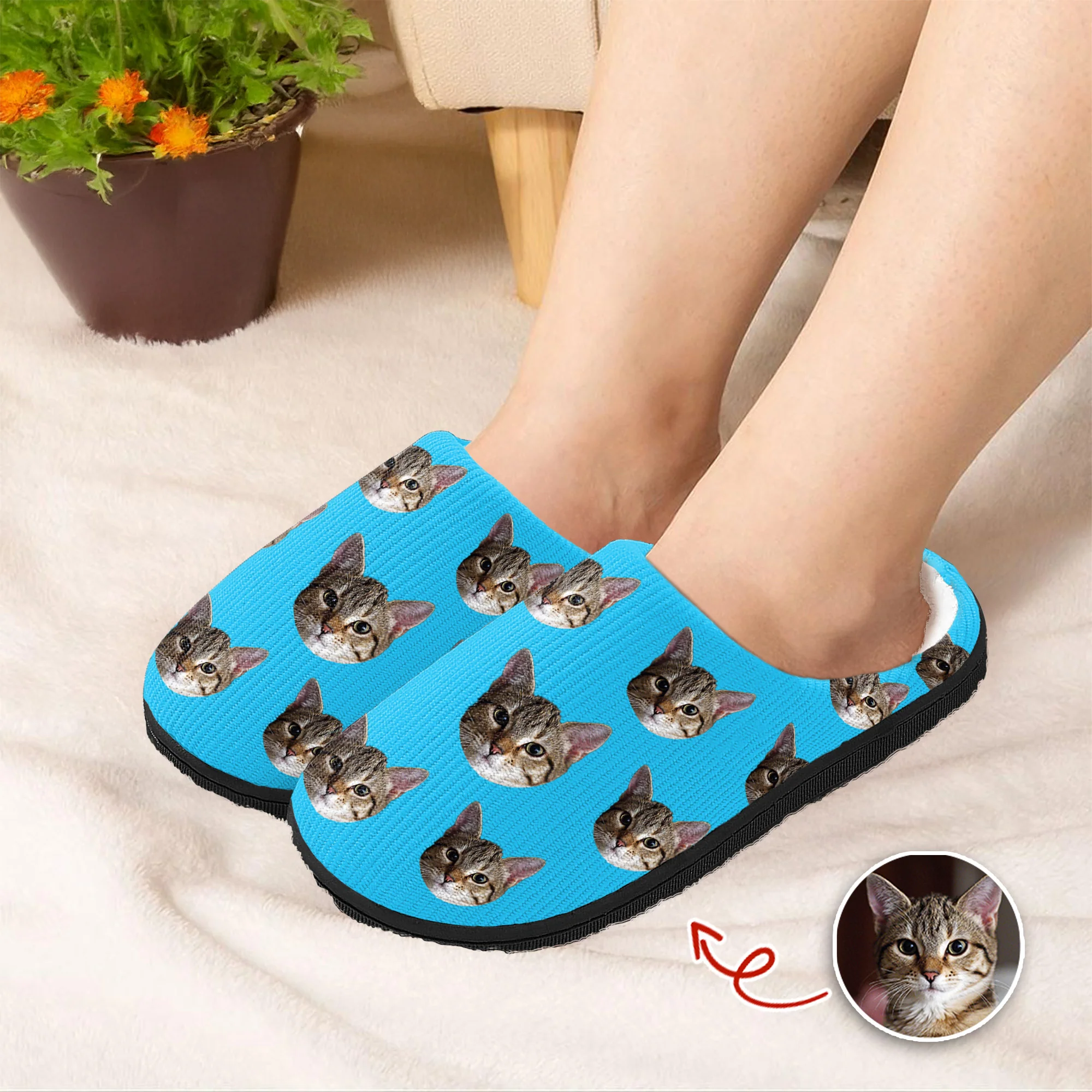 Custom Funny Face Cat Pet Slippers Gift For Cat Lovers, Pet Owner HA75 897508 - Image 4