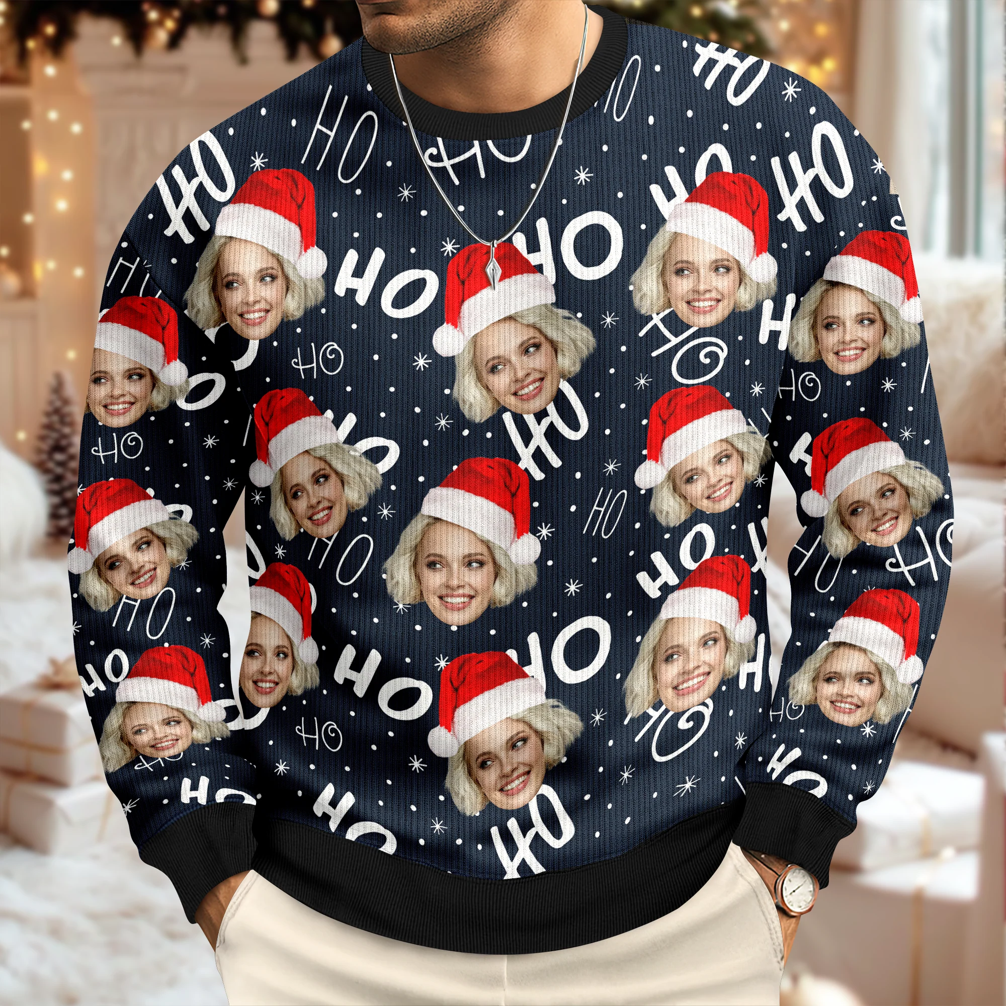 Custom Funny Face Christmas Ugly Sweater Family Gift For Family HA75 892894 - Image 5