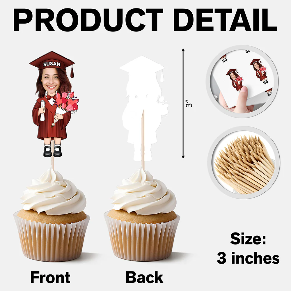 Custom Funny Face Class of 2025 Graduation Decoration Cupcake Toppers HA75 892120 - Image 6