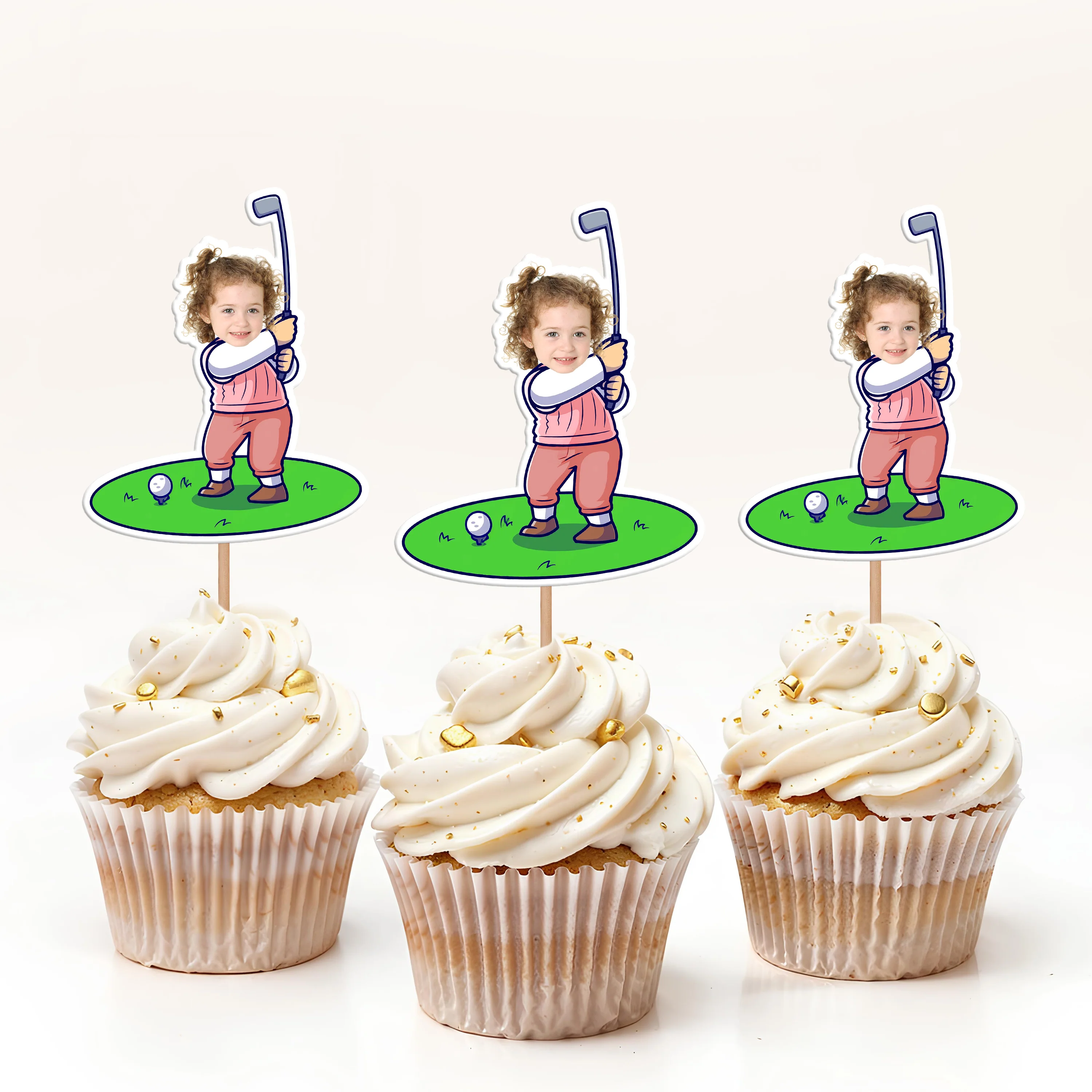 Custom Funny Face Golfer Cupcake Toppers Party Decoration HA75 892106 - Image 4