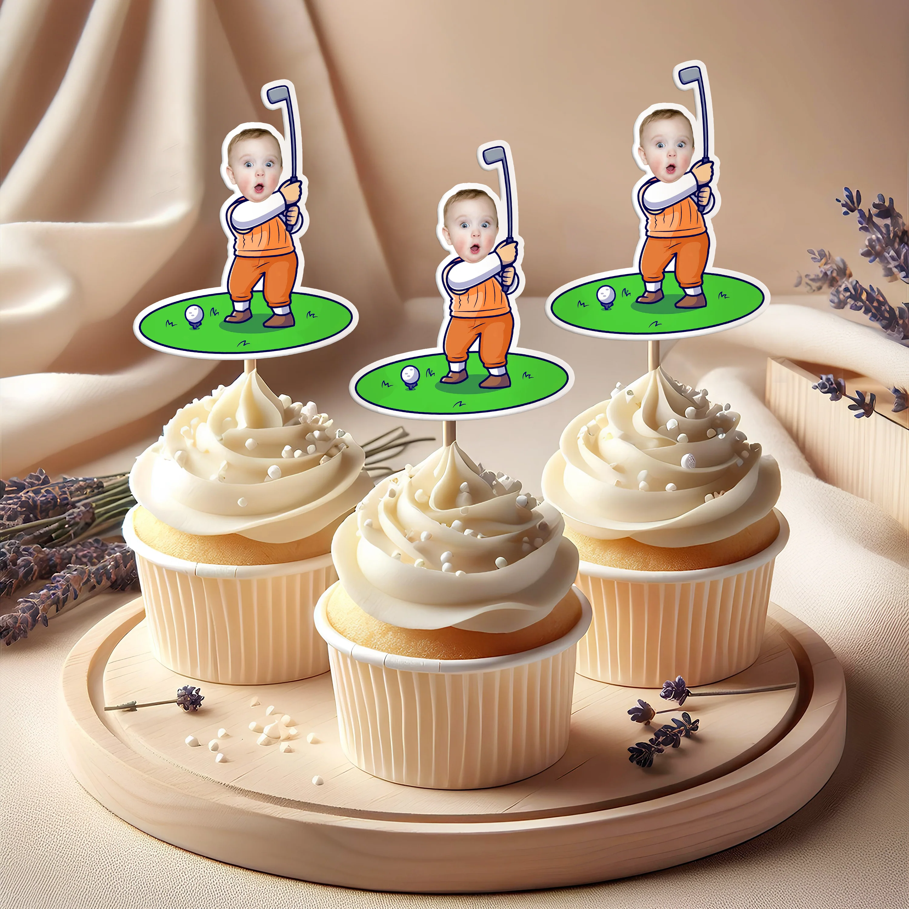 Custom Funny Face Golfer Cupcake Toppers Party Decoration HA75 892106 - Image 5