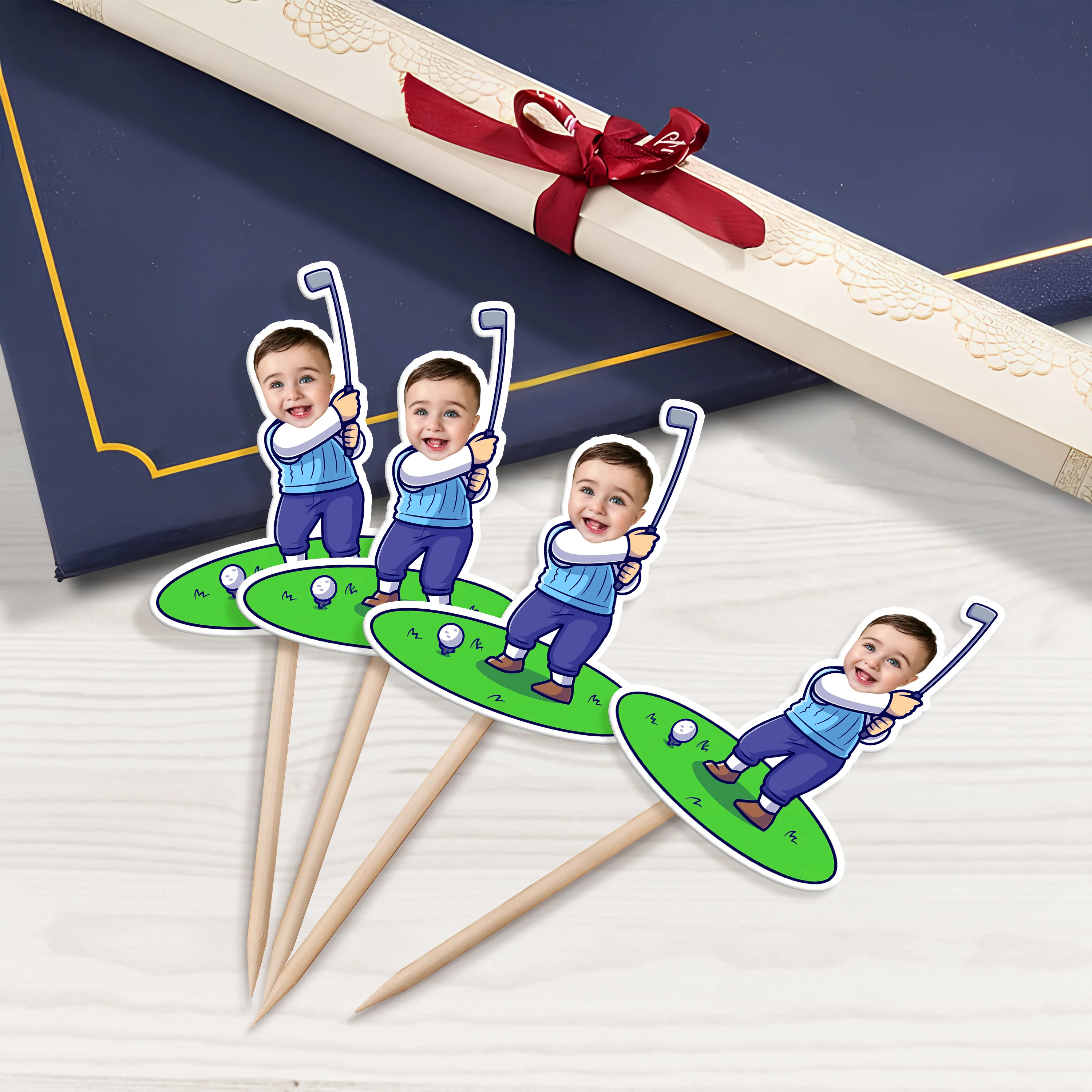 Custom Funny Face Golfer Cupcake Toppers Party Decoration HA75 892106 - Image 9
