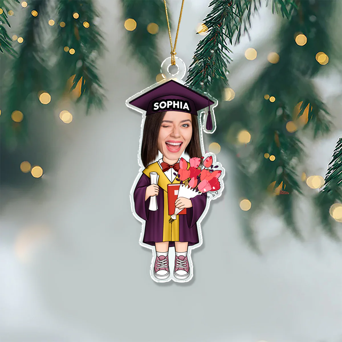 Custom Funny Face Graduation Acrylic Ornament Christmas Decoration HA75 892712 - Image 2