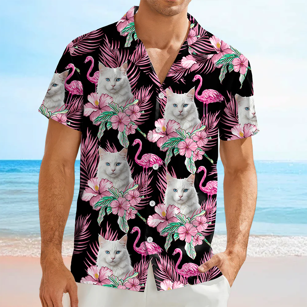 Custom Funny Photo Cat Flamingo Hawaii Shirt Summer Gift HA75 892228 - Image 2