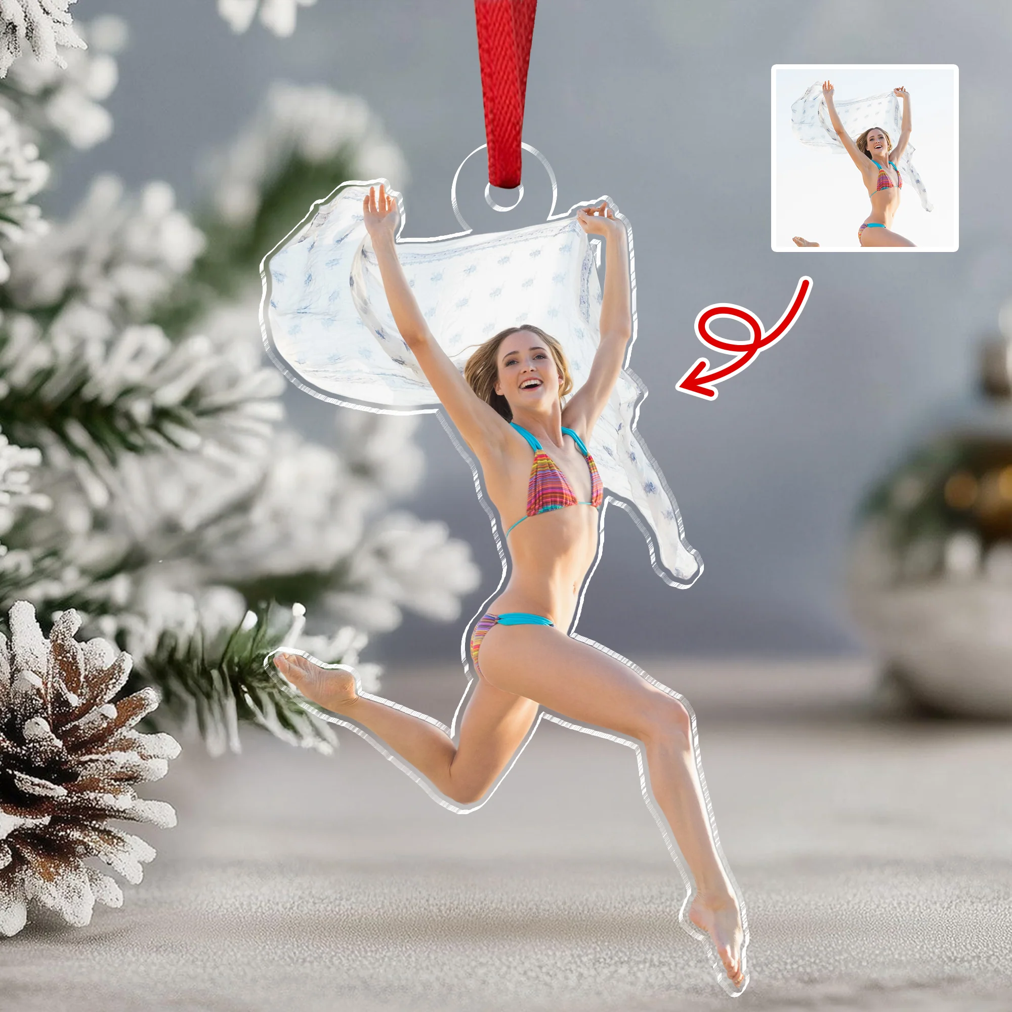 Custom Funny Photo Christmas Acrylic Ornament Christmas Gift HA75 897828 - Image 2