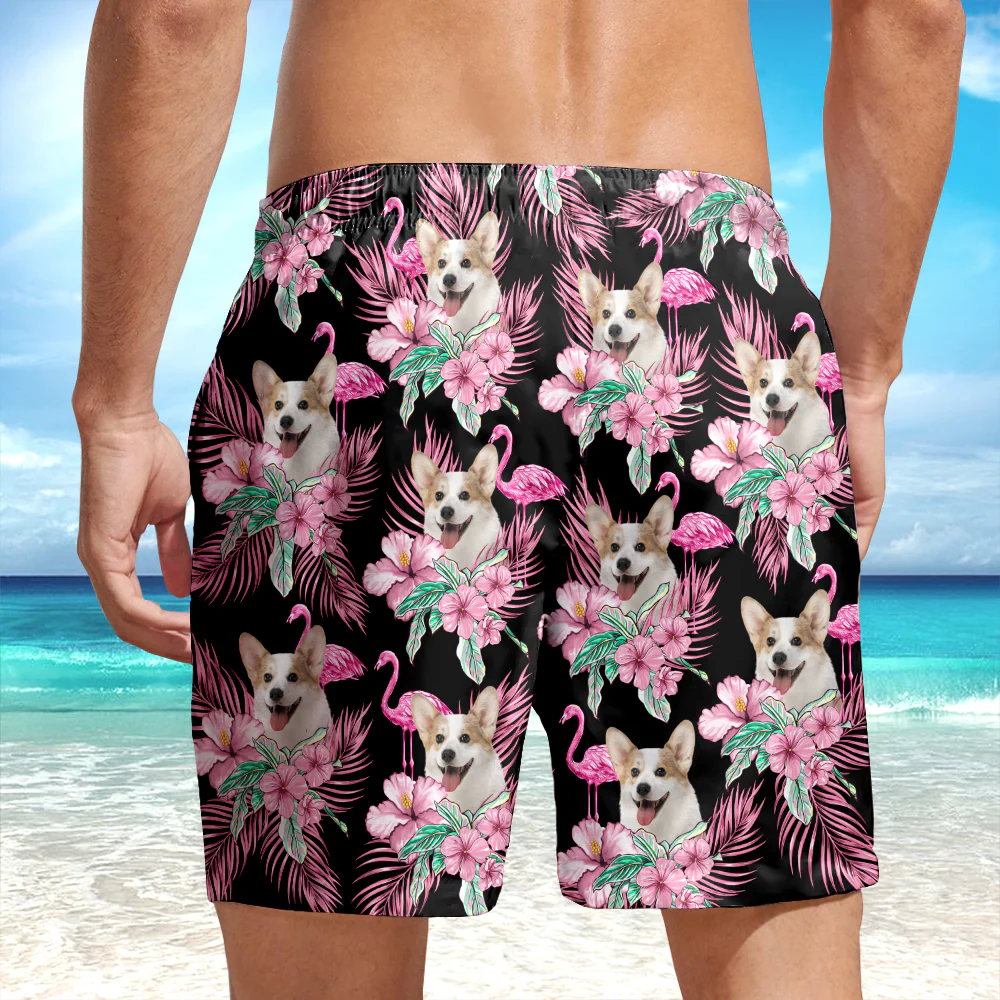 Custom Funny Photo Dog Flamingo Beach Short Summer Gift For Dog Lovers HA75 892454 - Image 4