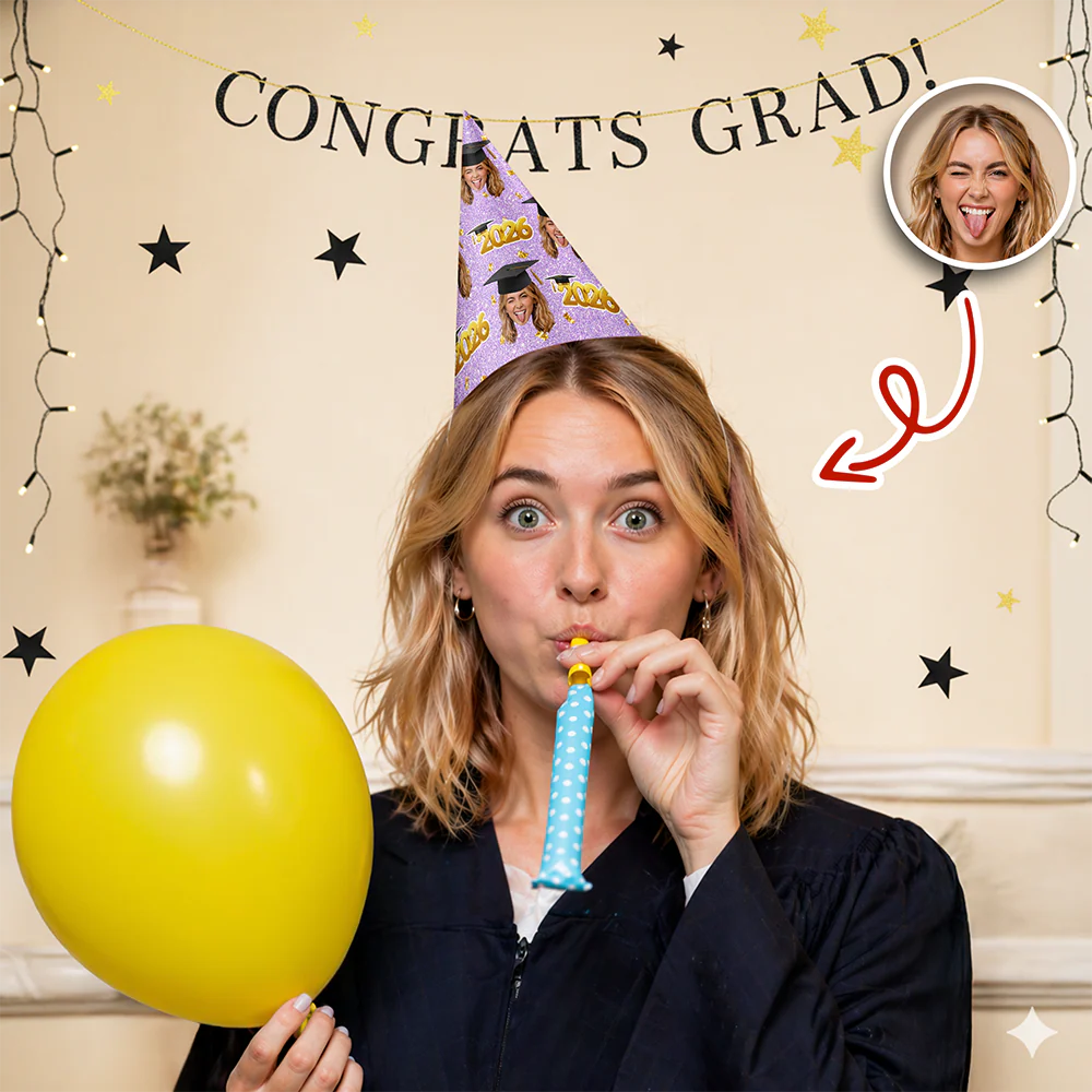Custom Graduation Face Party Hat, Fun Party Favors, Party Photo Prop, Grad Hat HA75 921154 - Image 2