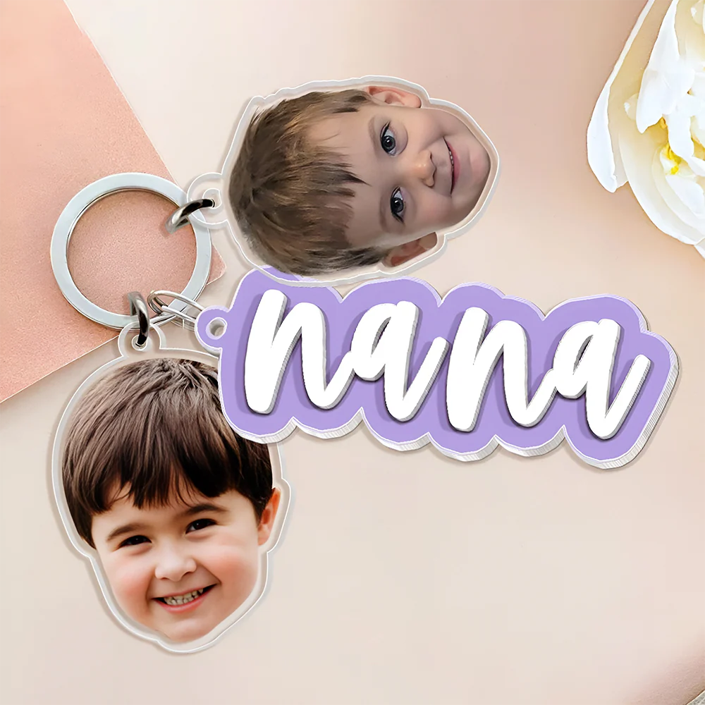 Custom Grandma Keychain With Kids Face Charm, Mother's Day Gift For Grandma, Mom HA75 921042 - Image 2