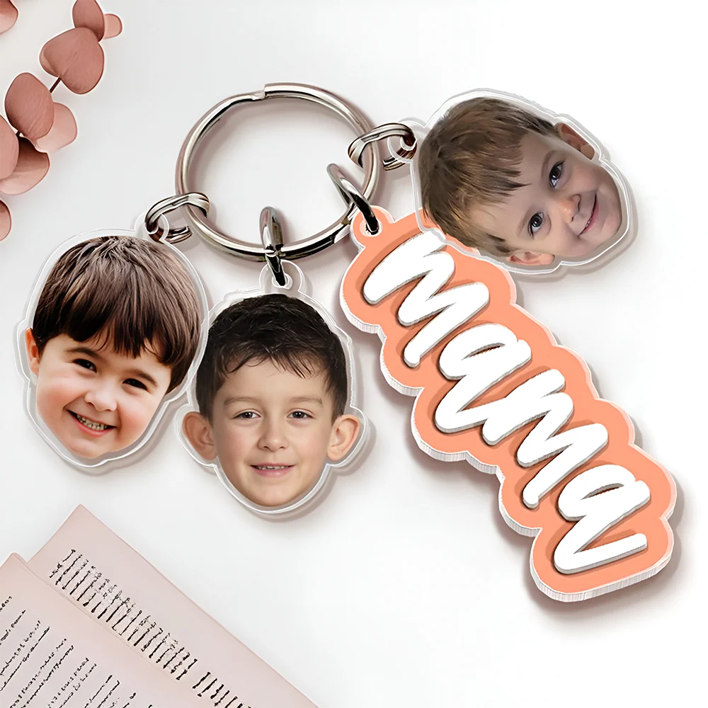 Custom Grandma Keychain With Kids Face Charm, Mother's Day Gift For Grandma, Mom HA75 921042 - Image 4