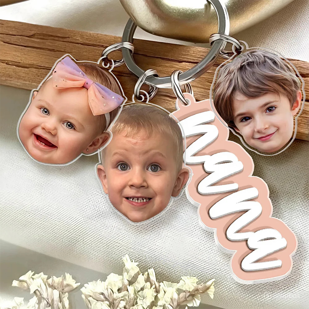 Custom Grandma Keychain With Kids Face Charm, Mother's Day Gift For Grandma, Mom HA75 921042 - Image 5