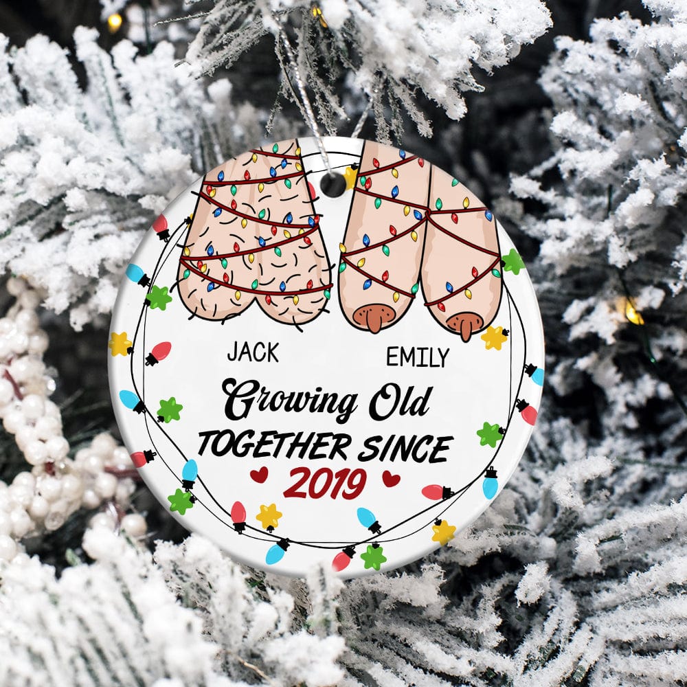 Custom Growing Old Together Since Couples Personalized Ceramic Ornament HA75 891772 - Image 2