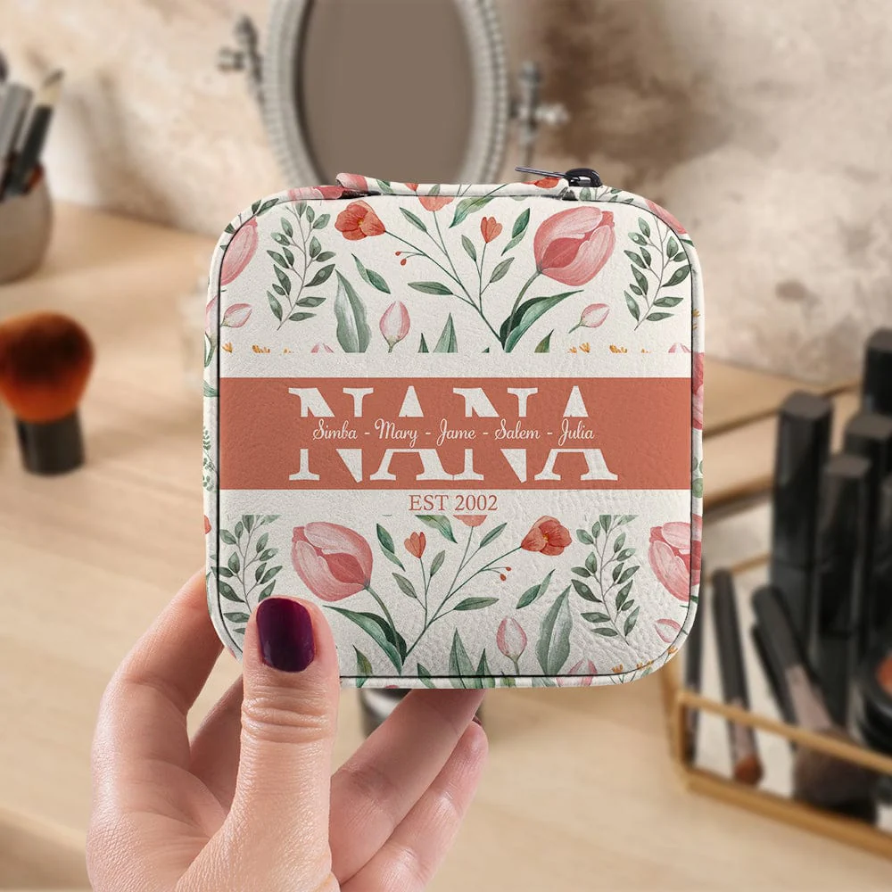 Custom Kids Names Mom Mama Grandma Gigi Nana Floral Personalized Jewelry Travel Box HA75 891630 - Image 3