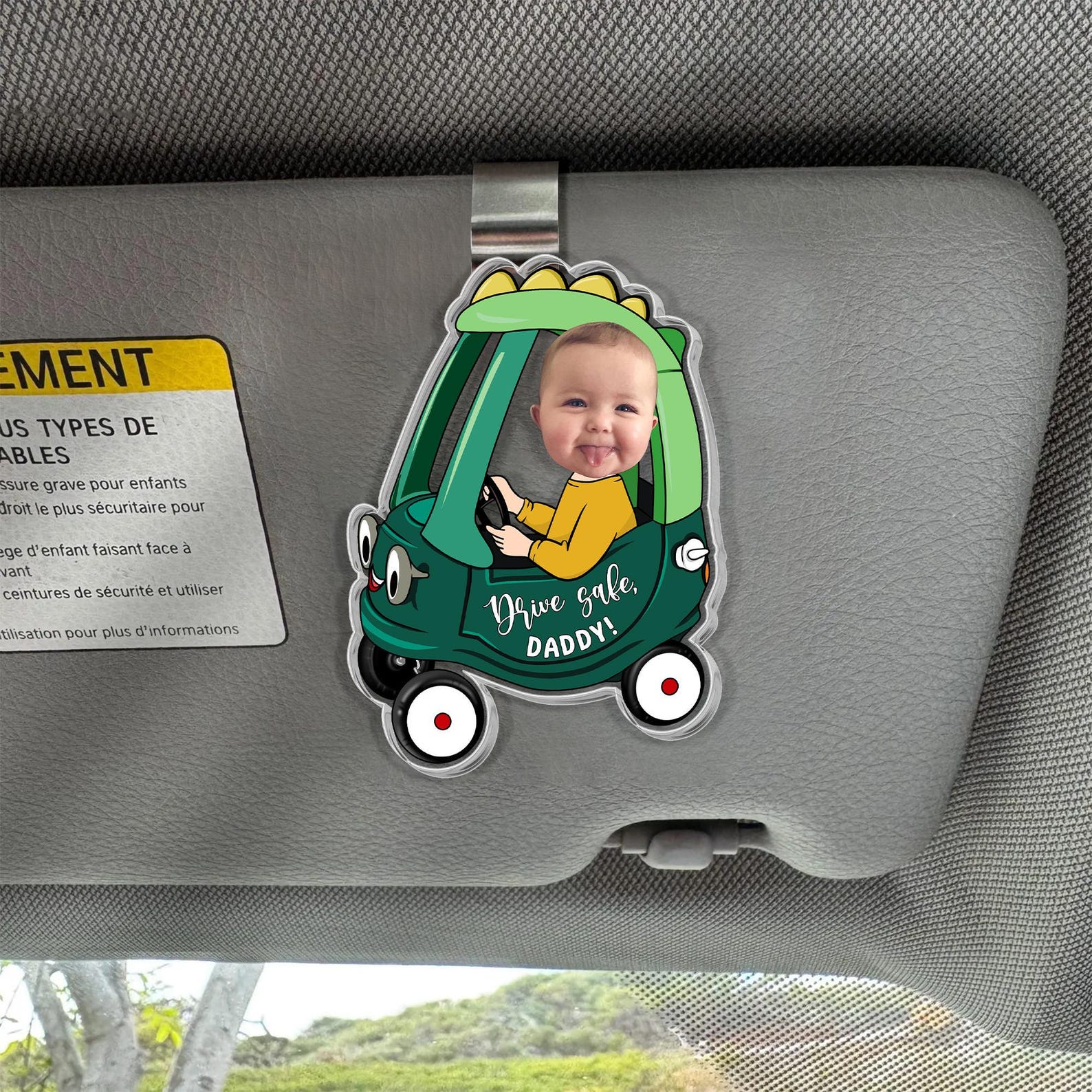 Custom Kids Photo Drive Safe Daddy Car Visor Clip Personalized Fathers Day Gift for Dad HA75 921382 - Image 4