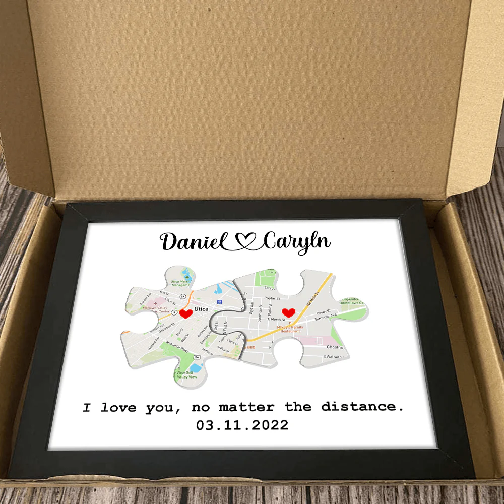 Custom Map Puzzle Piece Canvas Picture Frame Couple Valentine Gift HA75 891792 - Image 4