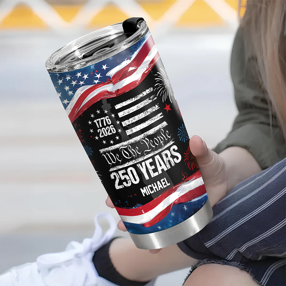 Custom Name 250 Years USA 250th Birthday 1776-2026 Eagle Fat Tumbler HA75 920990 - Image 2
