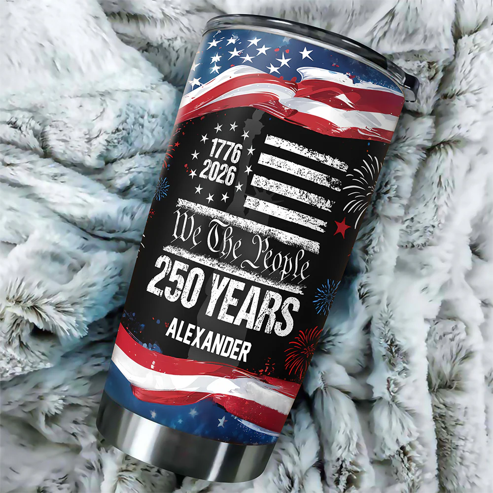 Custom Name 250 Years USA 250th Birthday 1776-2026 Eagle Fat Tumbler HA75 920990 - Image 3
