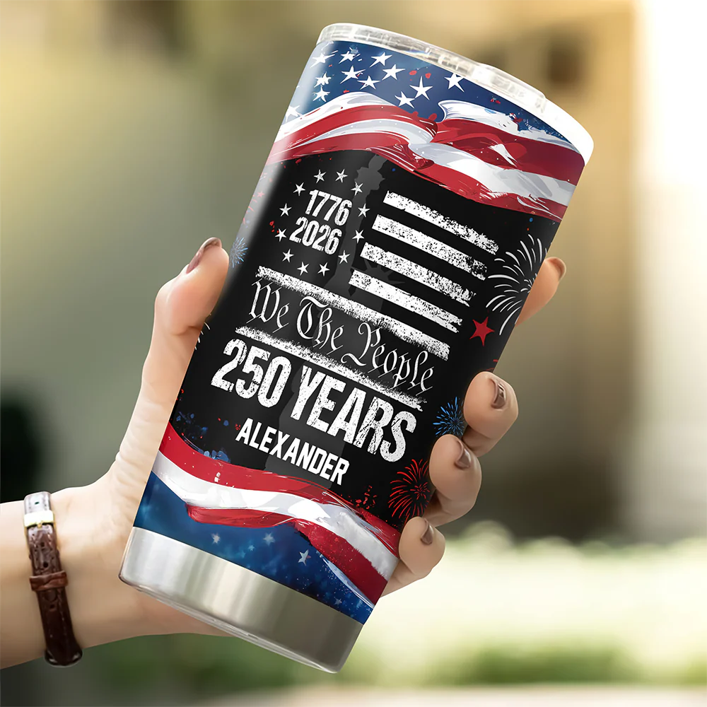 Custom Name 250 Years USA 250th Birthday 1776-2026 Eagle Fat Tumbler HA75 920990 - Image 5