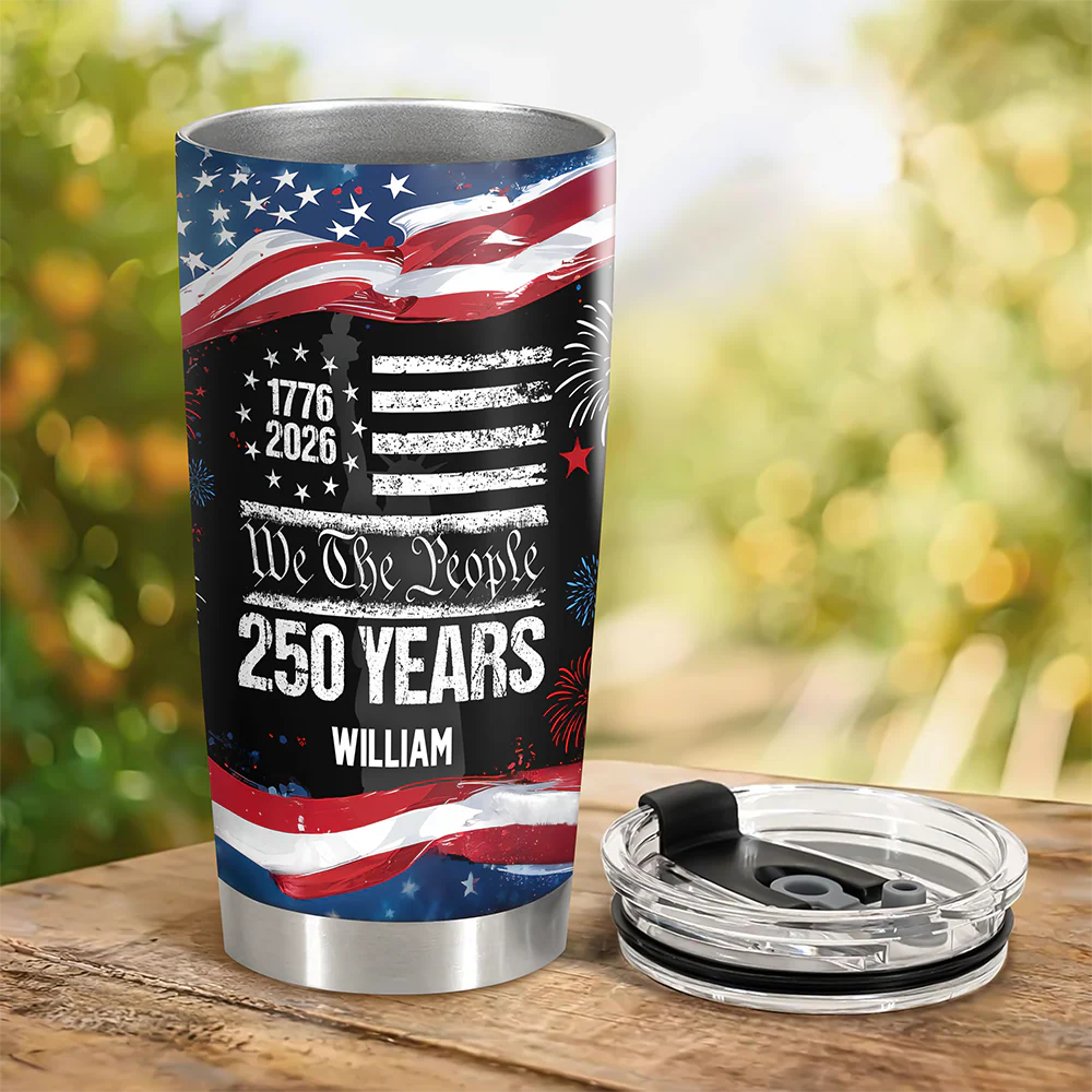 Custom Name 250 Years USA 250th Birthday 1776-2026 Eagle Fat Tumbler HA75 920990 - Image 6