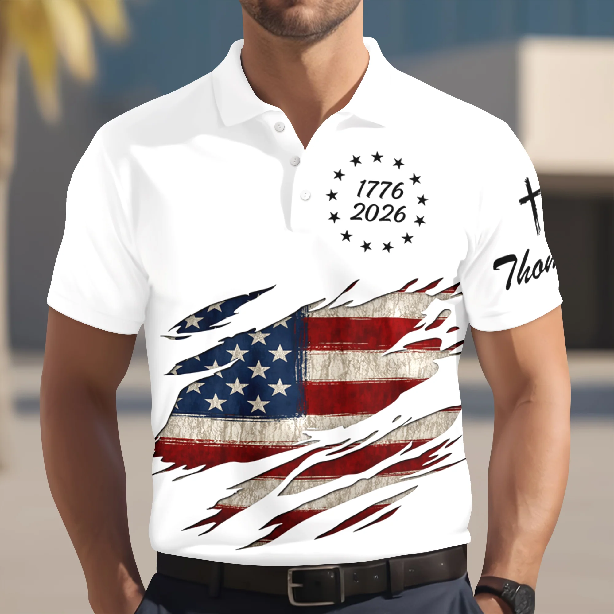 Custom Name American Flag 1776 - 2026 Personalized Polo Shirt HA75 920788 - Image 6