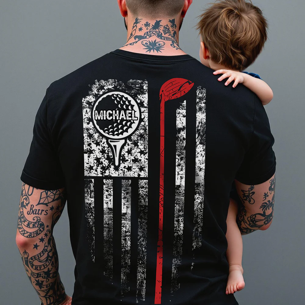 Custom Name American Flag Golf Back Personalized Back Side Dark Shirt HA75 898568 - Image 4