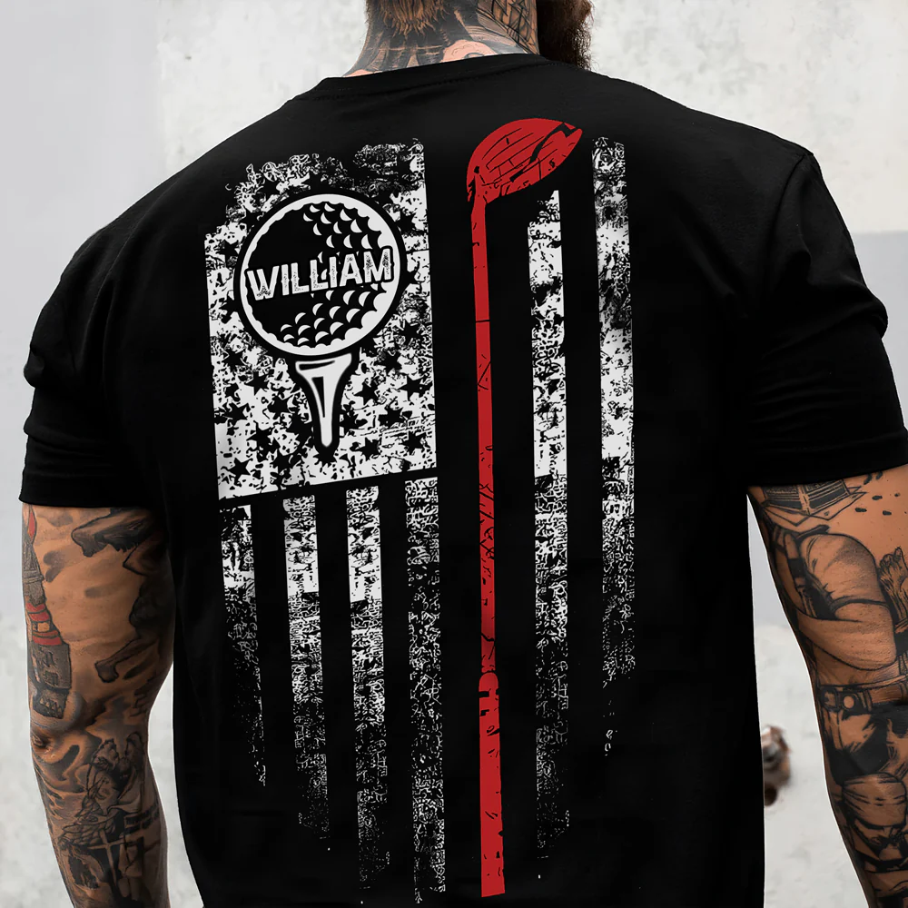 Custom Name American Flag Golf Back Personalized Back Side Dark Shirt HA75 898568 - Image 5