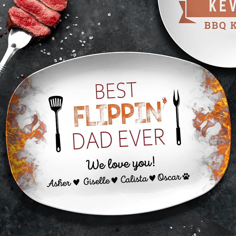 Custom Name Best Flippin Dad Ever Personalized Gift Platter HA75 890702